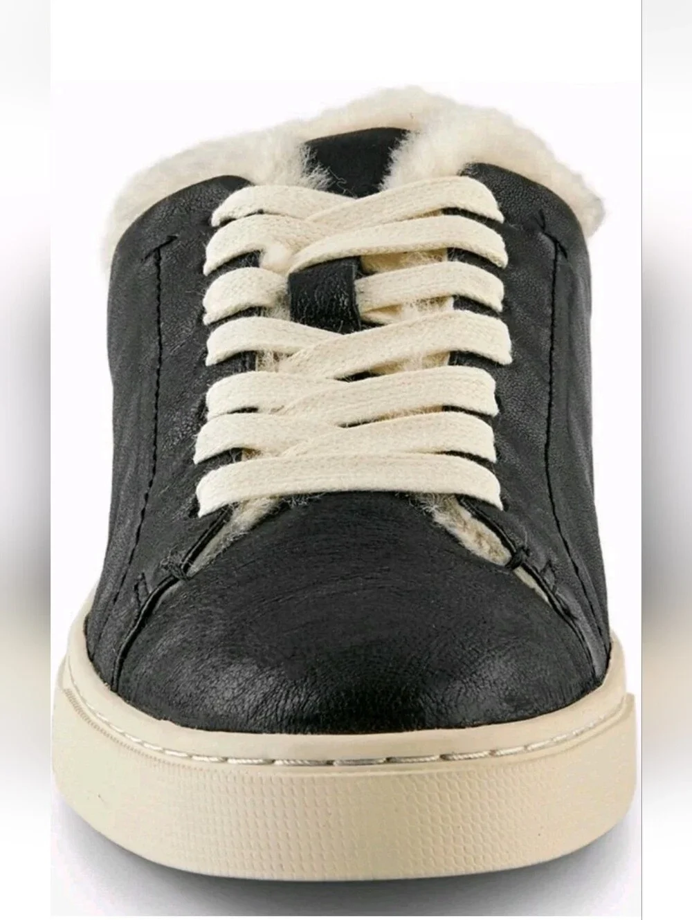 Frye Ivy Shearling Low Lace Sneaker Black Women's Size 8.5 Anthracite